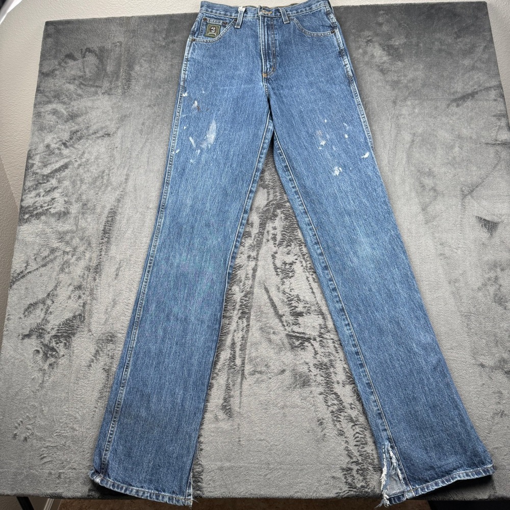 Cinch Rocky Mountain Jeans 28x38 Medium Wash Distressed Paint Straight Leg Mens